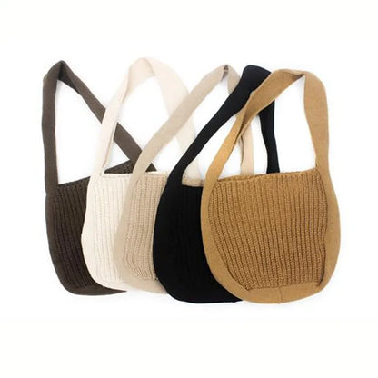 Solid Color Knitted Bag Versatile Underarm Shoulder Women