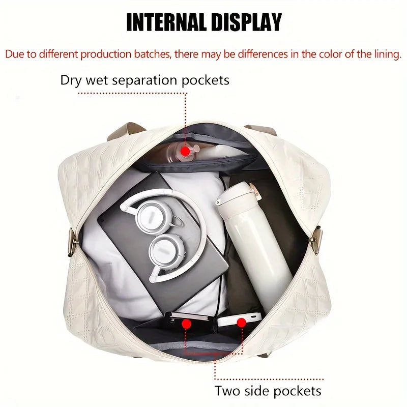 Luxury Duffel Bag Large Capacity Handbag Shoulder Crossbody Tote Bag Dry Wet Separation Dual Side