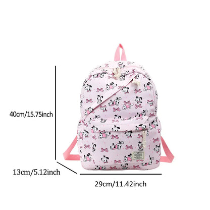 Sweet Bow Cartoon Animal Pattern Girl Backpack Nylon Large Capacity Diagonal Zipper Student Double