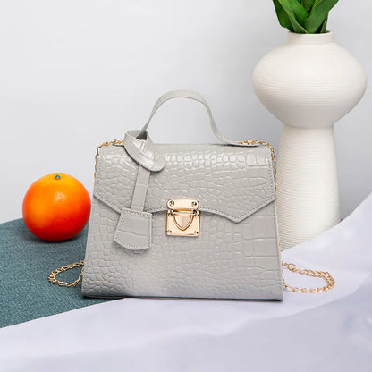 Crocodile Pattern Mini Tote Bag – Chain Crossbody Handbag