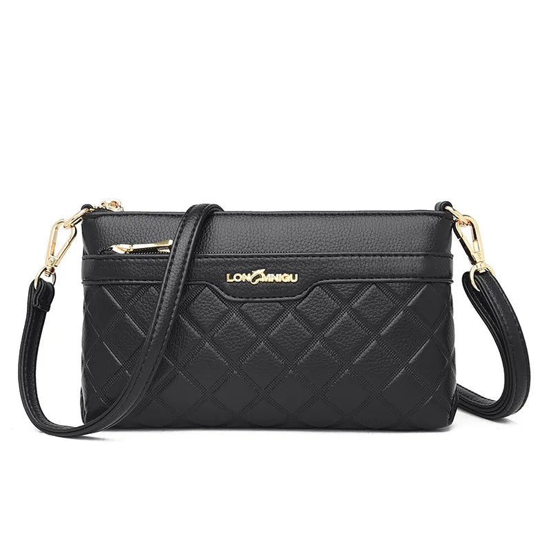 Rhombus Female Hand Holds Mobile Phone Change Large Capacity Multifunctional Commuting Soft Leather