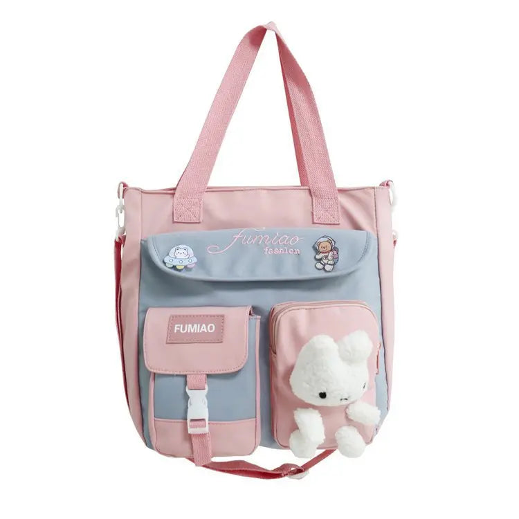 Student Remedial Hand Carrying Book Bag Class Canvas Lesson Slant Across One Shoulder