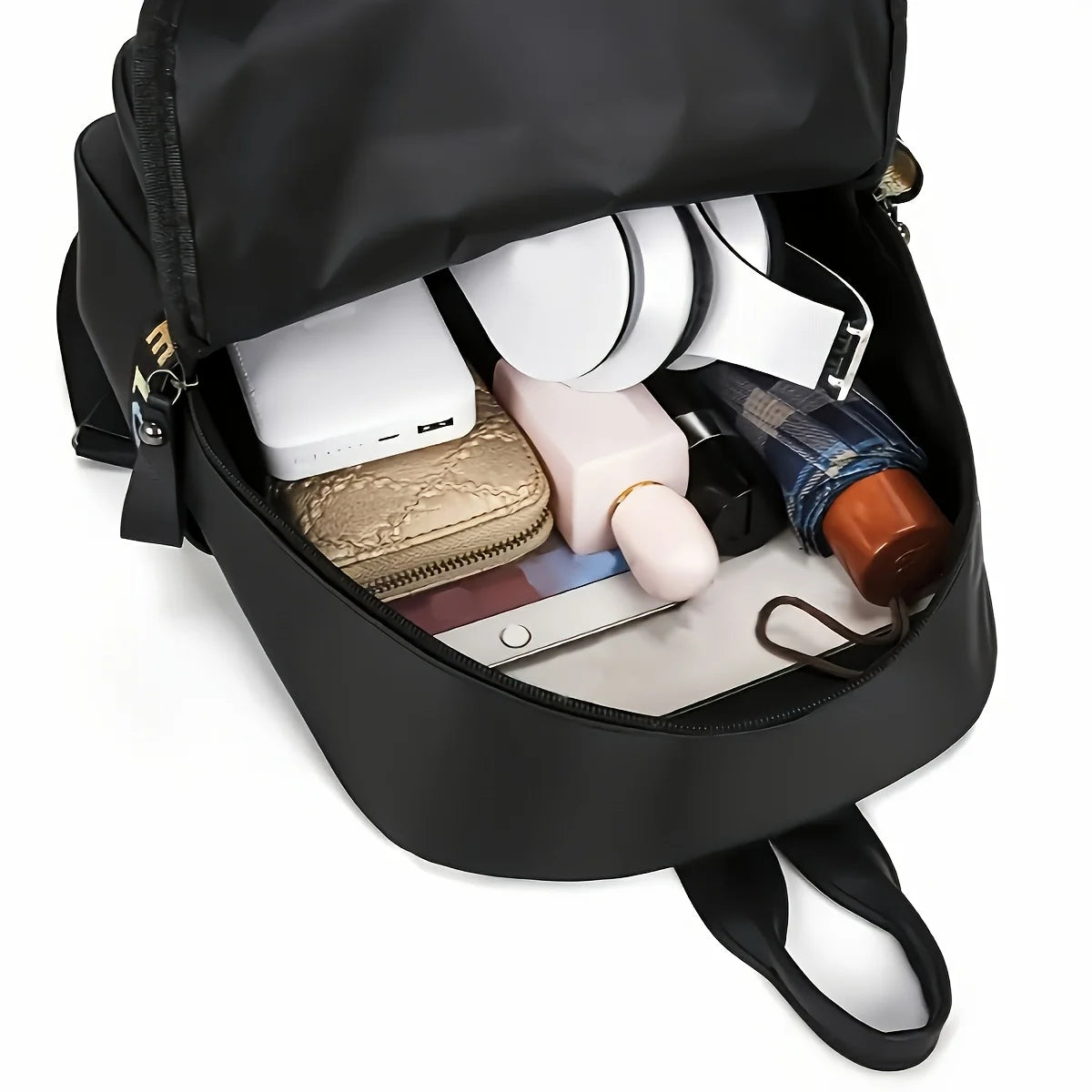 Black Nylon Backpack – Waterproof Lightweight Bag for Women