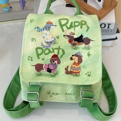 Cute Cartoon Canvas Backpack with Adjustable Straps