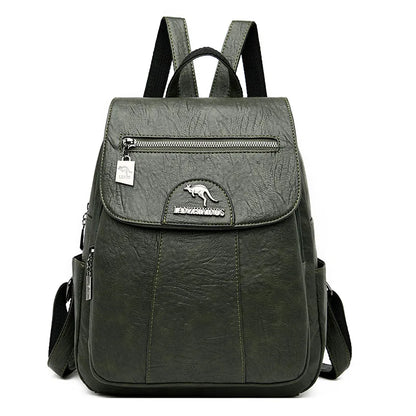 Faux Leather Women's Backpack – Large Capacity Casual Flap Bag