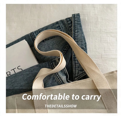 Homefish Capacity Canvas Tote Bags Work Commuting Carrying Bag College Style Student Outfit Book