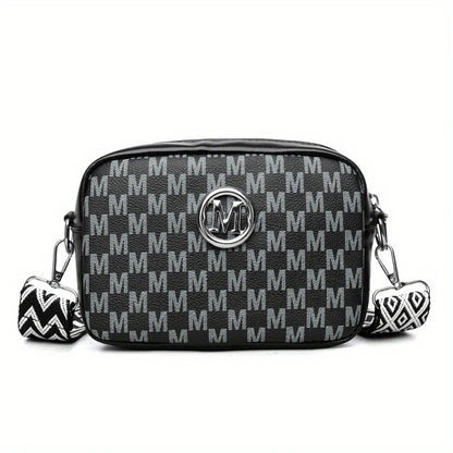 M Pattern Crossbody Bag for Women | Retro Monogram Purse