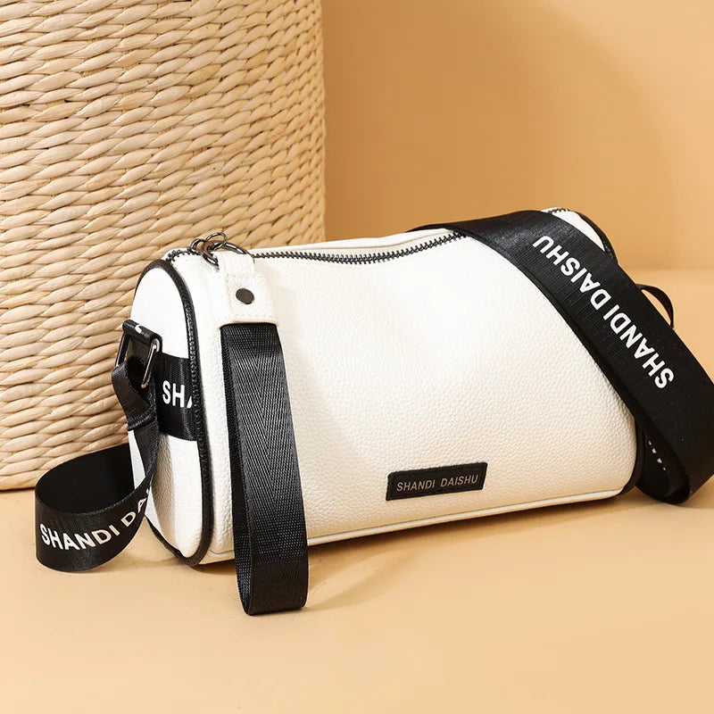 Women's Pillow Crossbody Bag – Soft Leather Shoulder Bag with Wide Strap
