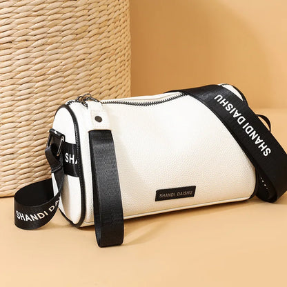 Women's Pillow Crossbody Bag – Soft Leather Shoulder Bag with Wide Strap