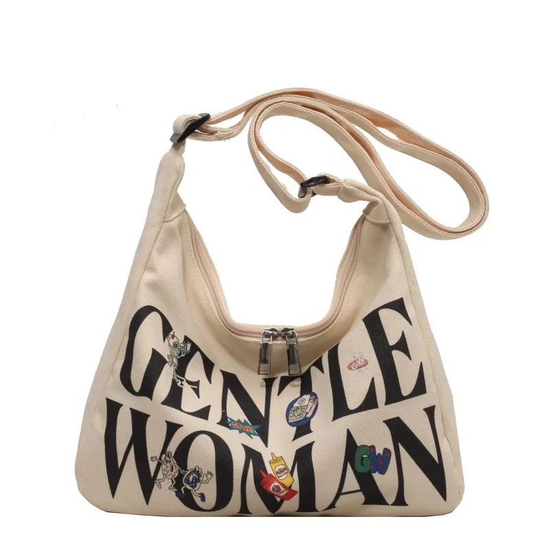 Gentle Woman Canvas Shoulder Bag – Large Crossbody Tote