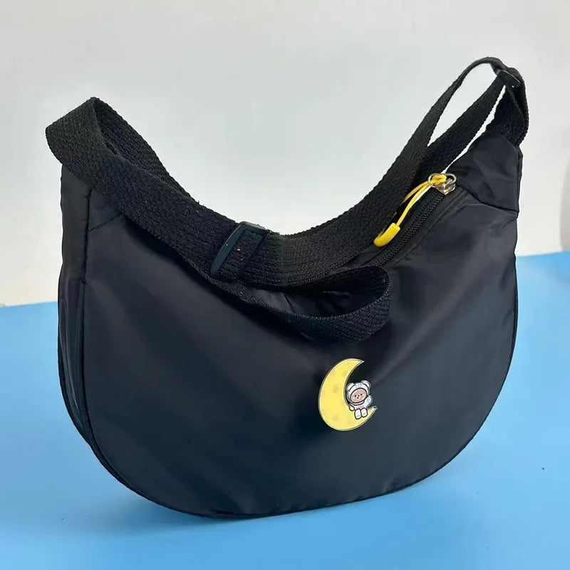Nylon Single Shoulder Bag Solid Color Crossbody Women Teen Girls College Office