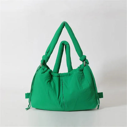 Puffy Drawstring Tote Bag – Thick Padded Dual Handle Shoulder Bag