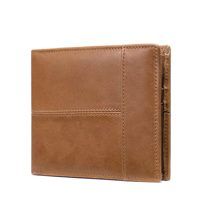 Rfid Card Holder Men S Genuine Leather Short Wallet