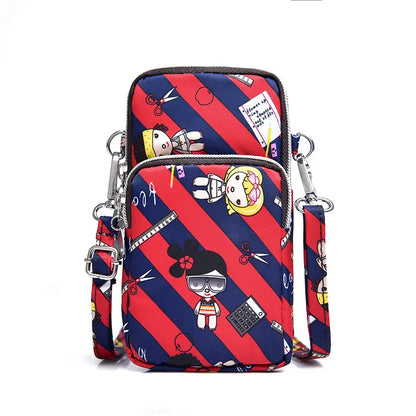 Nylon Shoulder Crossbody Phone Bag Women Sports Running Multi Layer Zipper Pouch Armband Bag