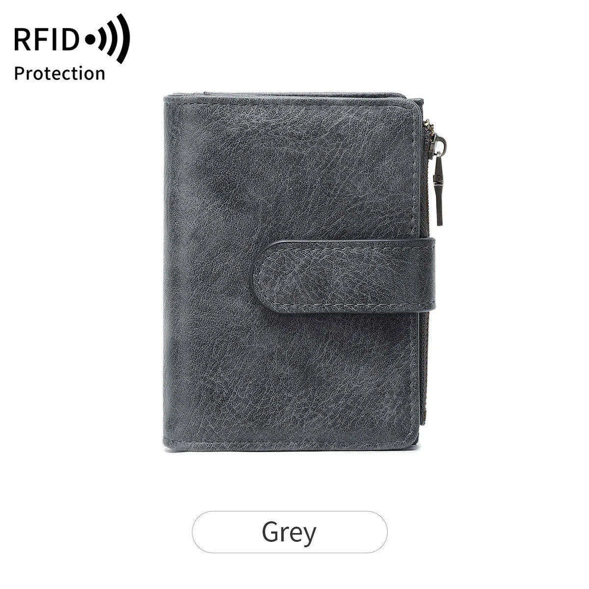 Rfid Anti-Theft Brush Women S Purse Multi-Card Simple Three-Fold Retro Short Clasp