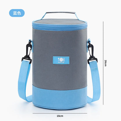Round Lunch Box Bag Carry Thermal Insulation Thick Aluminum Foil Protect Work Zipper Outdoor