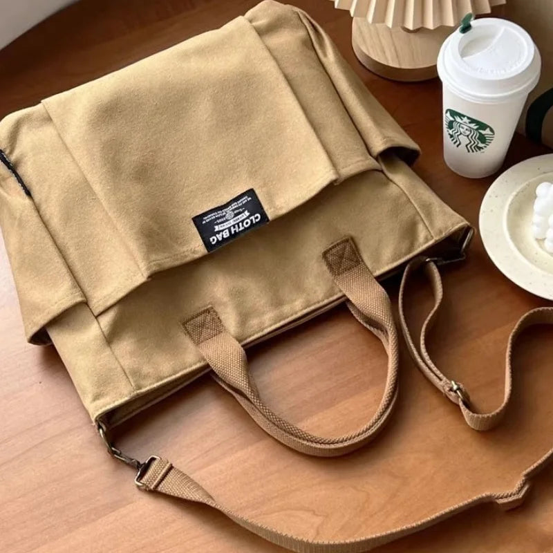 Large Canvas Tote Bag – Minimalist Shoulder & Crossbody Commuter Bag