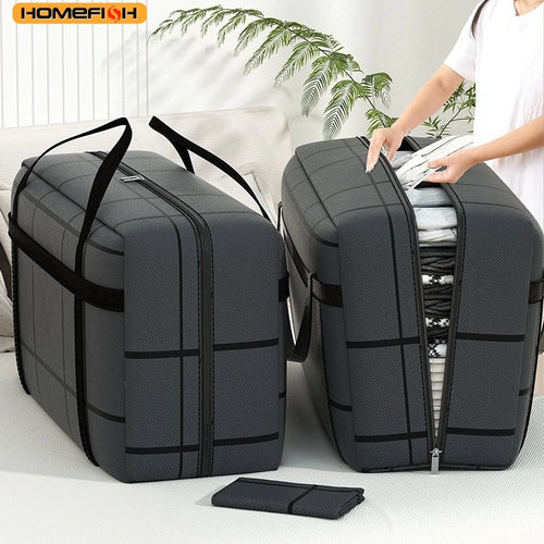 Homefish 1pc Large Capacity Super Load-Bearing Black Composite Material Storage Bag