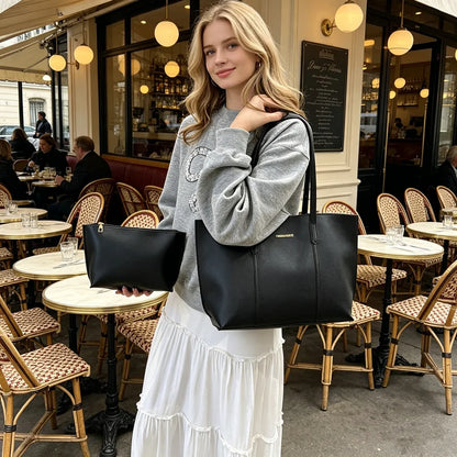 Leather Tote Bag – Large Capacity Women's Work Shoulder Bag