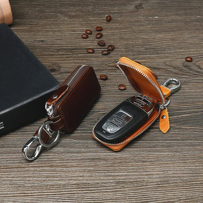 Genuine Leather Car Key Bag Retro Waist Hang Men S Top-Grain Cowhide Car Key Bag
