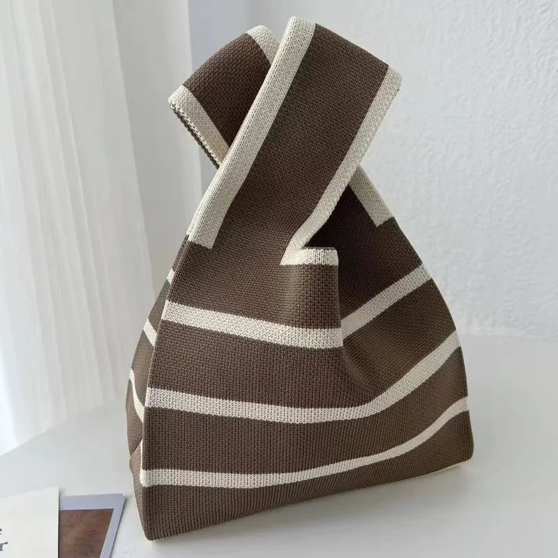 Graphic Knit Wrist Bag Mini Tote for Women