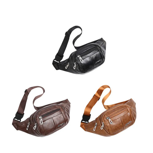 Pu Running Waist Bag Men Women Large Capacity Cross-Body Mobile Phone Storage Cashier Shoulder