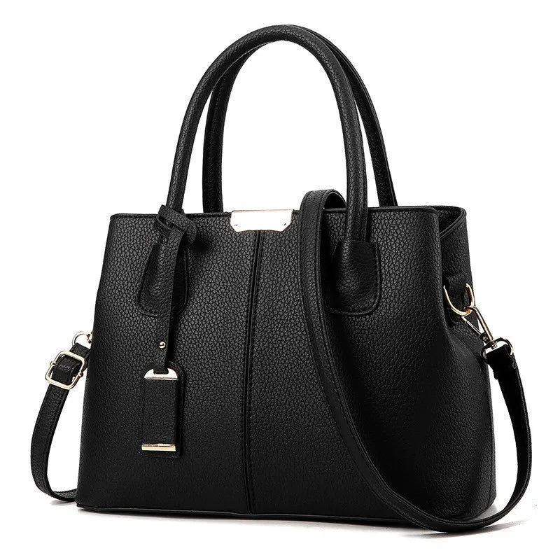 Large Capacity PU Leather Tote Handbag with Crossbody Strap