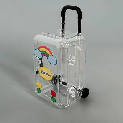 Mini Clear Trolley Jewelry Storage Box with Rolling Wheels