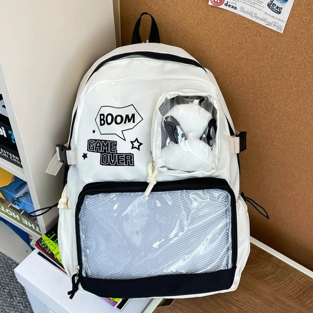 Japanese Cool Girl Y2k Ita Bag Academy Daily Transparent Schoolbag Commuting Large Capacity Backpack