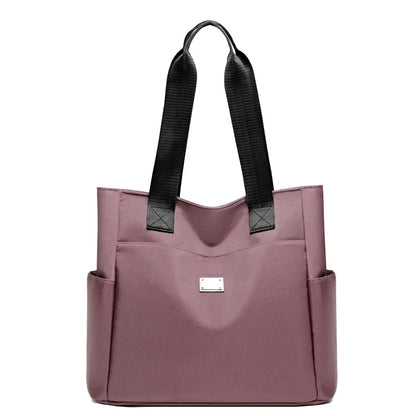 Women's Nylon Tote Bag with Multi-Pocket & Zipper Closure