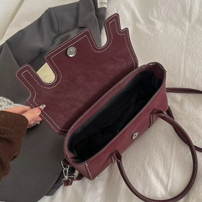 Trendy Retro Women Crossbody Bag Suede Pu Quilted Handbag Solid Color Portable Shoulder Commute