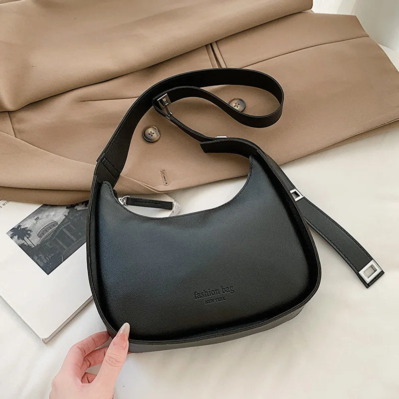 Crescent Crossbody Bag – Retro PU Leather Shoulder Purse for Women