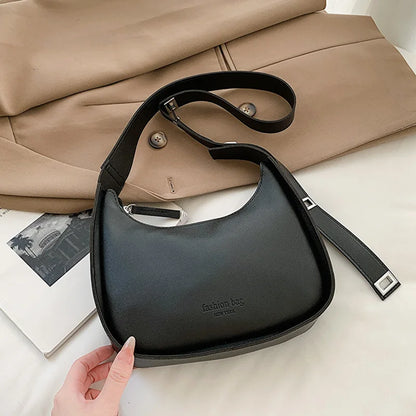 Crescent Crossbody Bag – Retro PU Leather Shoulder Purse for Women