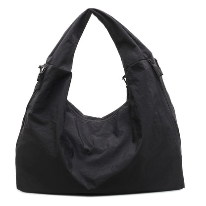 Nylon Tote Bag with Multiple Zipper Pockets – Solid Color Everyday Carry