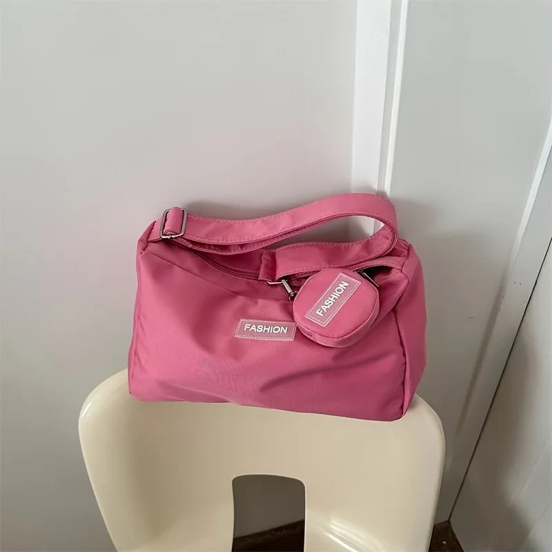 Nylon Crossbody Tote Bag for Women – Lightweight Sling Purse with Coin Pouch