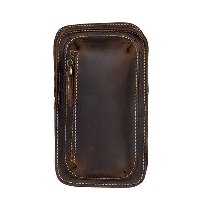 Crazy Horse Leather Men S Crossbody Waist Bag Vertical Cowhide Genuine Leather Men S Retro Unique