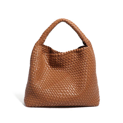 Chic Large Capacity Weave Tote Bag Soft Leather Intrecciato Handbag Shoulder Bags Women S Work