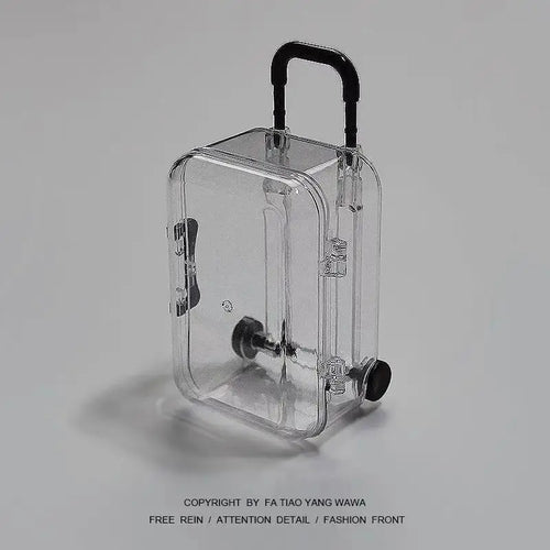Mini Clear Trolley Jewelry Storage Box with Rolling Wheels