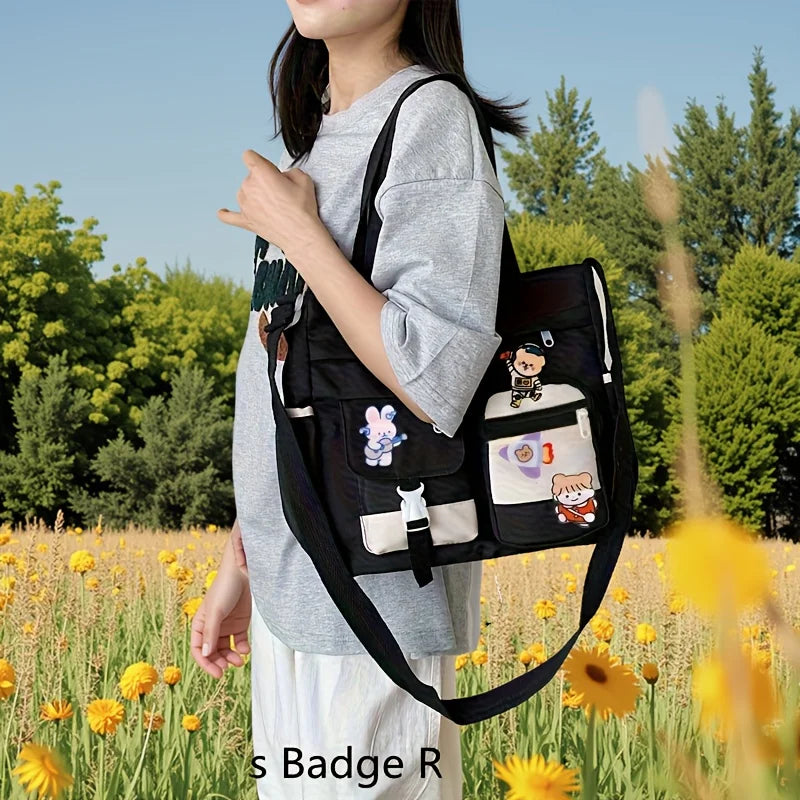 Canvas Tote Shoulder Bag for Teen Girls – Cute Kawaii Style