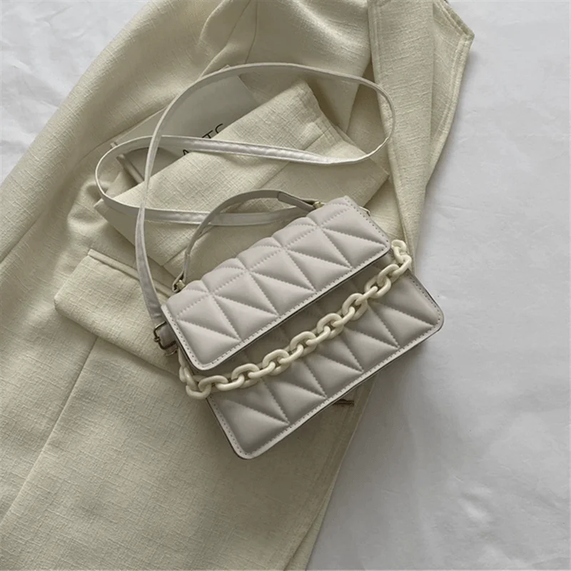 Quilted Crossbody Bag Women's Mini Handbag with Chain Strap