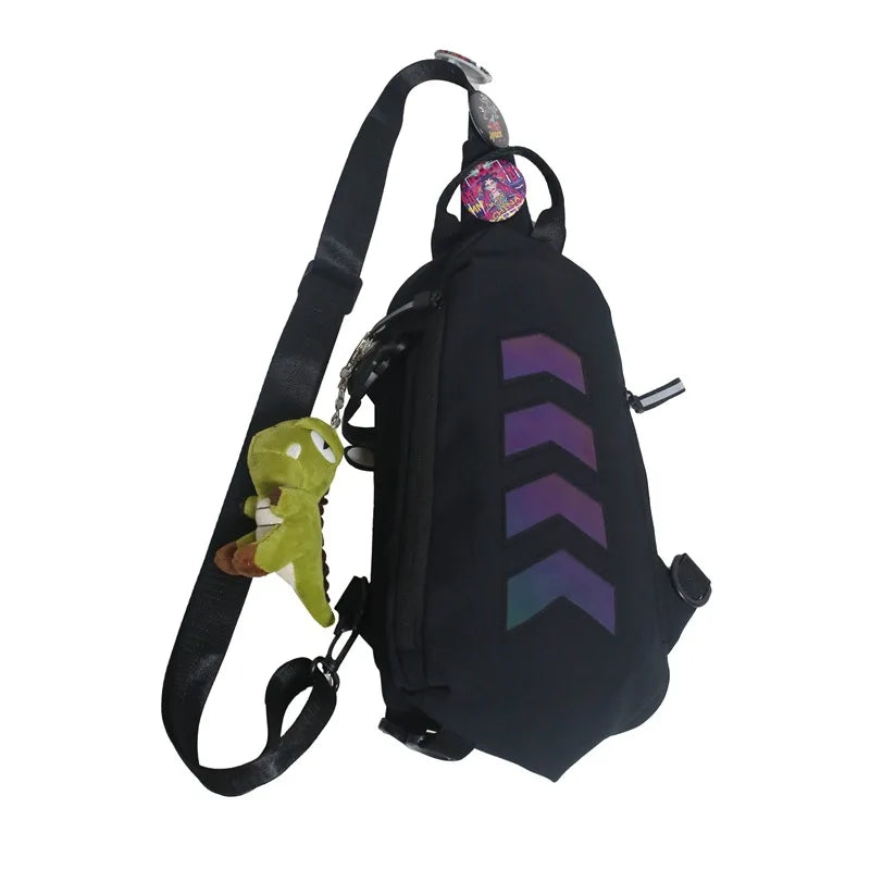 Nylon Fabric Lightweight Men S Chest Bag Safety Reflective Strip Large-Capacity Single-Shoulder Bag
