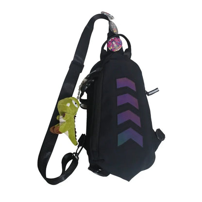 Nylon Fabric Lightweight Men S Chest Bag Safety Reflective Strip Large-Capacity Single-Shoulder Bag