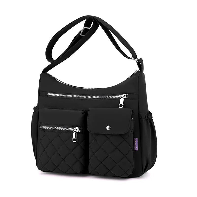 Quilted Shoulder Bag for Women – Multi-Pocket Crossbody Tote Purse