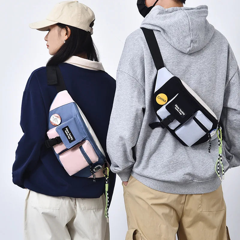 Men S Mobile Phone Storage Cross-Body Weight Reduction Sports Chest Bag Canvas Ultra Light Large