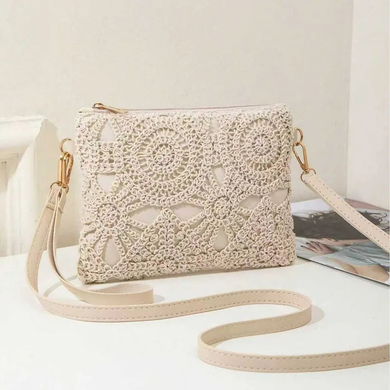 Crochet Crossbody Bag – Mini Hollow Weave Wrist & Shoulder Purse