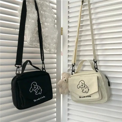 Cute Canvas Crossbody Bag – Small Cartoon Shoulder Bag for Teen Girls