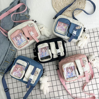 Kawaii Canvas Crossbody Bag for Women & Girls