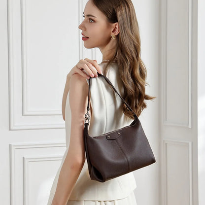 Genuine Leather Ladies Hand-Held Tote Bag Large-Capacity Simple Commuting Crossbody Bag