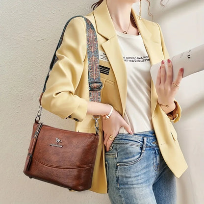 Retro Leather Crossbody Bag – Boho Strap Women's Purse