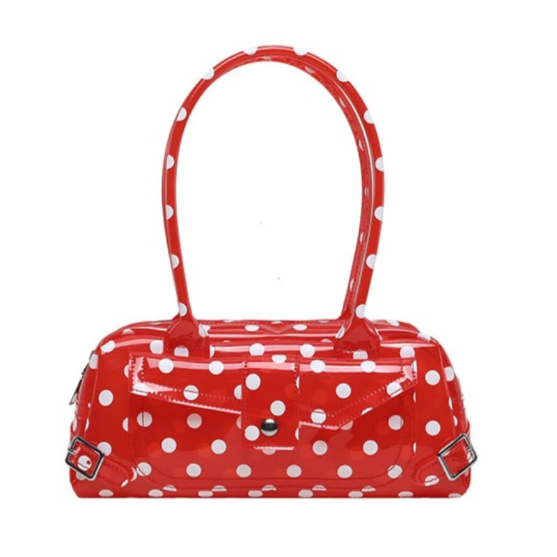Sweet Polka Dot Transparent Pvc Jelly Tube Handbag Candy Colored Mini Top Handle Shoulder Bag Summer